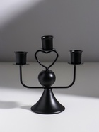 Подсвечник на 3 свечи «Сердечко», d=2.5 см, чёрный, 16.5×7×14 см - Фото 1