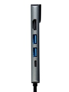 Type-C-разветвитель (HUB), HDMI/USB3.0/USB3.0/RJ45/PD, 60 ВТ, 3 А, кабель 13.5 см, серый 10884582 - фото 16601864