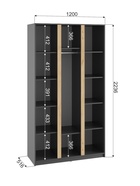 Шкаф трехстворчатый для одежды «Фаворит», 1200×520×2236 мм, цвет графит 10893758