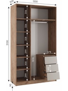 Шкаф трёхстворчатый «Ева», 1200×500×2100 мм, цвет крафт табачный/кашемир - Фото 3