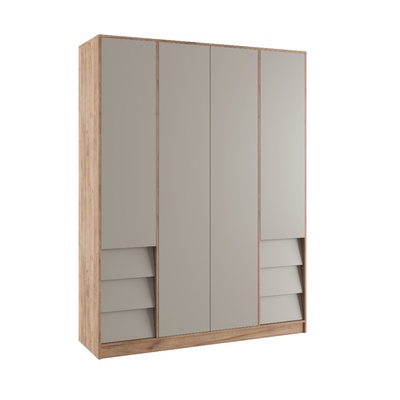 Шкаф четырёхстворчатый «Ева», 1600×500×2100 мм, цвет крафт табачный/кашемир