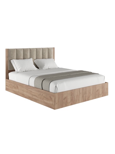 Кровать двуспальная «Ева», с мягким изголовьем, с основанием, 1600×2000 мм, цвет крафт табачный/кашемир