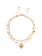 Колье «Многослойность» сердце, белое в золоте - Фото 1