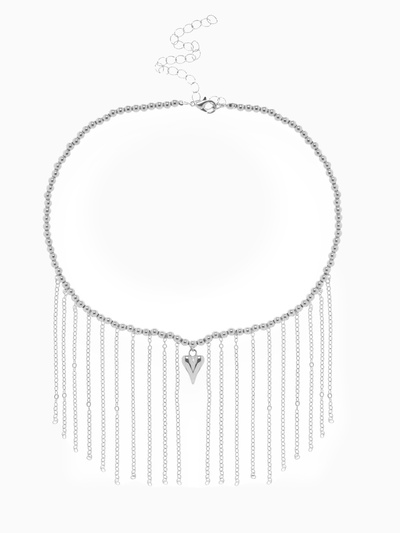 Колье «Сердце» водопад с бусинами, цвет серебро