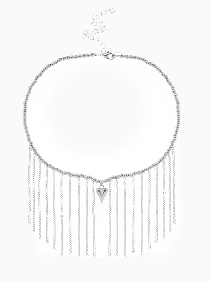 Колье «Сердце» водопад с бусинами, цвет серебро - Фото 1