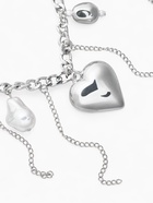 Колье «Многослойность» цепь с сердечком, белое в серебре - Фото 3