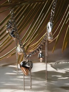 Колье «Многослойность» цепь с сердечком, белое в серебре - Фото 8