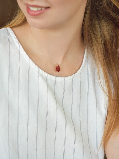 Кулон на леске «Гранат», бордовый в золоте, 33 см + 5 см доп, цепочка