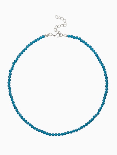 Чокер из бисера «Хрусталь», голубой в серебре, 36 см + 5 см доп, цепочка