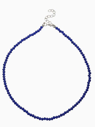 Чокер из бисера «Хрусталь» тёмно-синий в серебре, 36 см + 5 см доп, цепочка