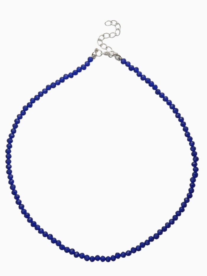 Чокер из бисера «Хрусталь» тёмно-синий в серебре, 36 см + 5 см доп, цепочка - Фото 1