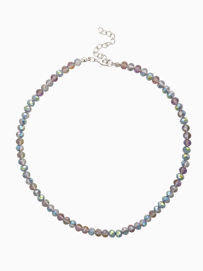 Чокер из бисера «Хрусталь», бензиновый в серебре, 37 см + 5 см доп, цепочка