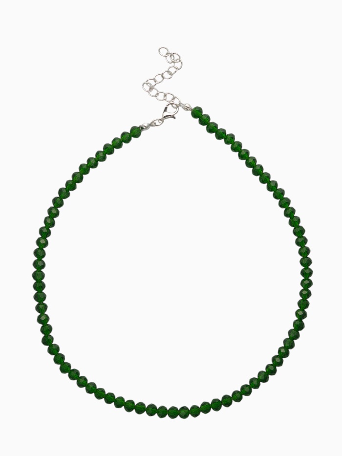 Чокер из бисера «Хрусталь», цвет изумруд в серебре, 35 см + 5 см доп, цепочка - Фото 1
