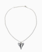 Чокер «Сердце» жемчужные бусины, белый в серебре, 32 см + 5 см доп, цепочка - Фото 1