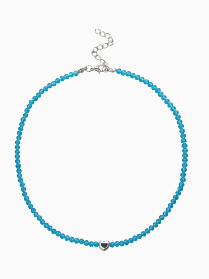 Чокер из бисера «Хрусталь», сердце, голубой в серебре, 36 см + 5 см доп, цепочка - Фото 1