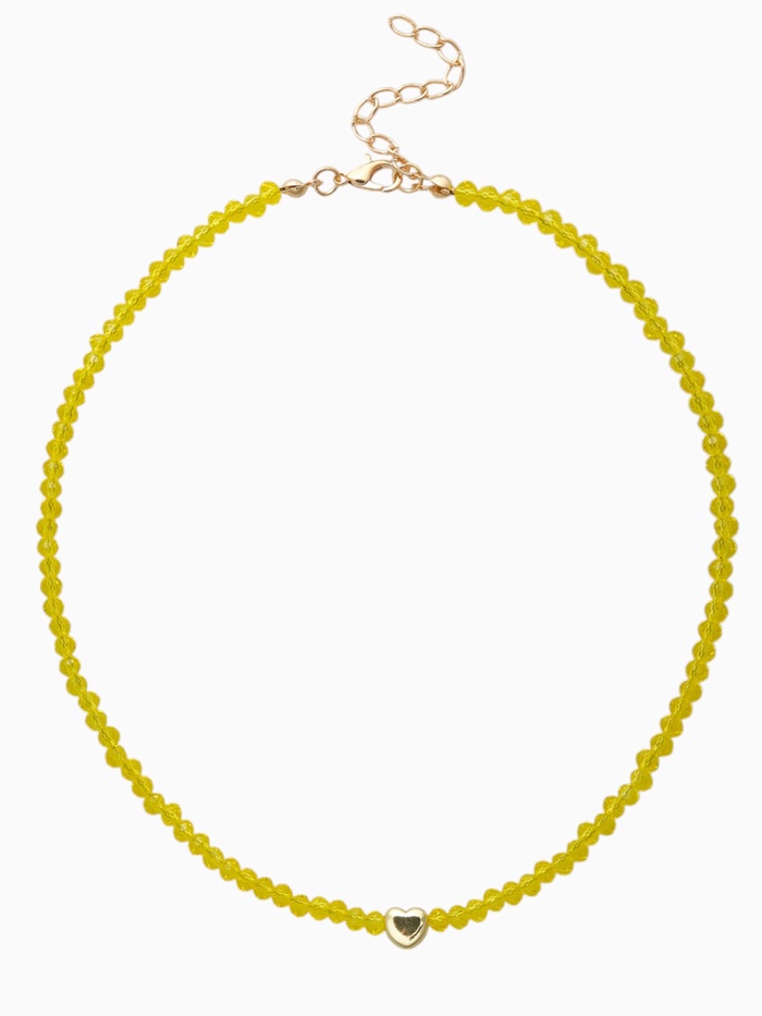 Чокер из бисера «Хрусталь», сердце, жёлтый в золоте, 36 см + 5 см доп, цепочка - Фото 1