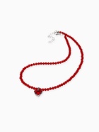 Чокер из бисера «Хрусталь» сердце, красный в серебре, 36 см + 5 см доп, цепочка - Фото 4