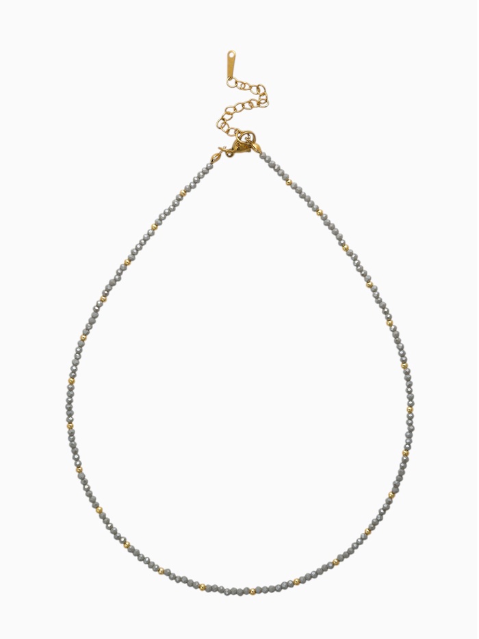 Чокер из бисера «Хрусталь», серый в золоте, 37 см + 5 см доп, цепочка - Фото 1
