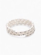 Браслет с жемчугом «Пружинка» стразинки, шар № 6, белый в серебре, L=6 см - Фото 1