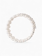 Браслет с жемчугом «Пружинка» стразинки, шар № 6, белый в серебре, L=6 см - Фото 2