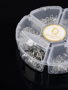 Набор соединительных колец для украшений в пластиковом боксе, 6 размеров, цвет серебро - Фото 5