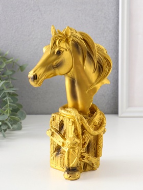 Фигурка «Бюст. Золотой конь с фонарём», полистоун, 11×6.5×19 см 10869658