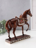 Фигурка полистоун «Конь с седлом с рубинами - аллюр», под дерево, 29.5×7.5×29.5 см 10869663
