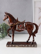 Фигурка полистоун «Конь с седлом с рубинами - аллюр», под дерево, 29.5×7.5×29.5 см 10869663
