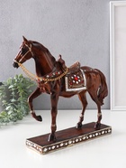Фигурка полистоун «Конь с седлом с рубинами - аллюр», под дерево, 29.5×7.5×29.5 см 10869663