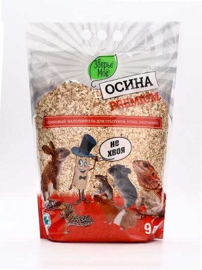 Наполнитель для грызунов, птиц, рептилий осиновый премиум «Зверьё Моё» 1.8 кг