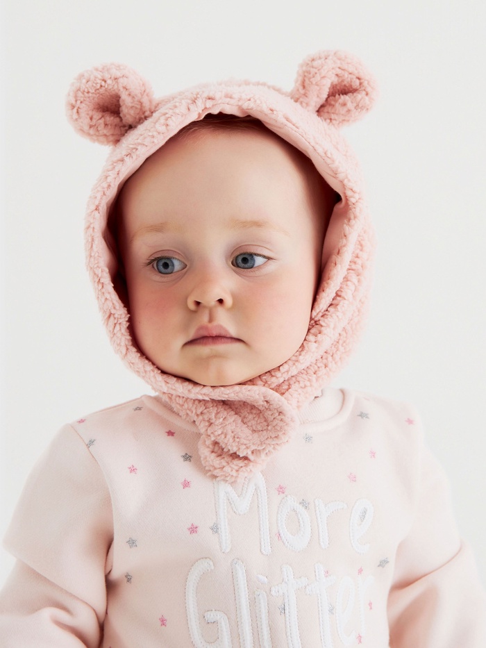 Шапка ушанка детская «Крошка Я» (6-9 мес.), размер 42-44, цвет пудровый - Фото 1