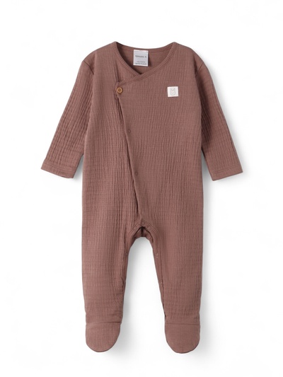Комбинезон детский из жатой ткани «Крошка Я», рост 62-68 см, шоколадный