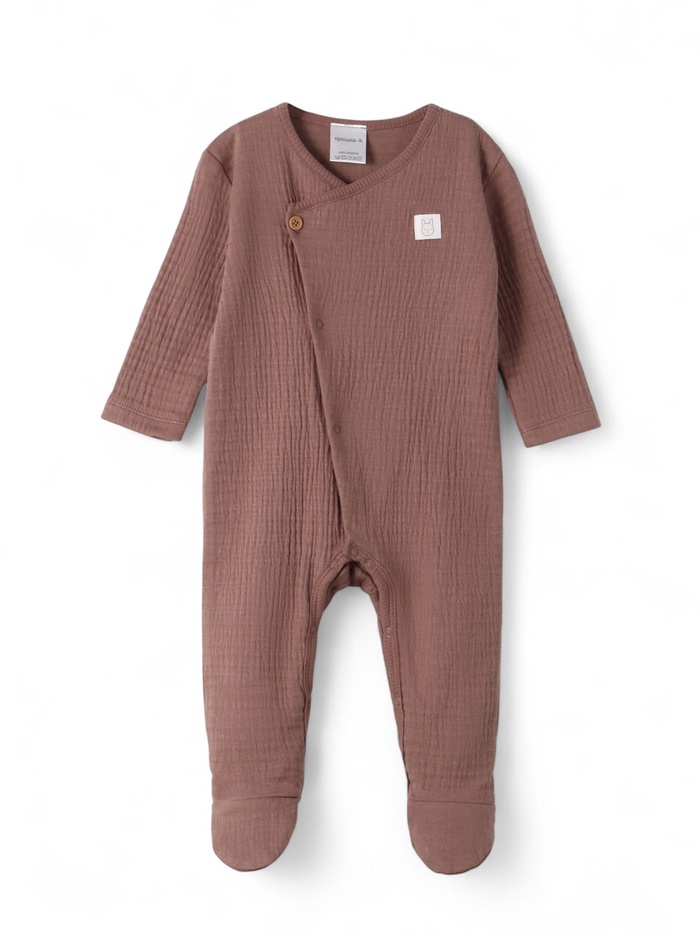 Комбинезон детский из жатой ткани «Крошка Я», рост 68-74 см, шоколадный - Фото 1