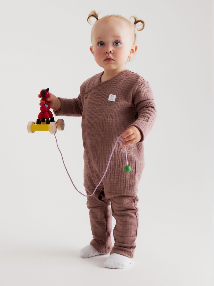 Комбинезон детский из жатой ткани «Крошка Я», рост 86-92 см, шоколадный - Фото 1