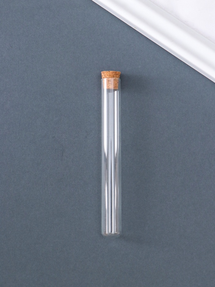 Колбочка для хранения с пробкой, стекло, для творчества и декора, 1.2×1.2×10 см