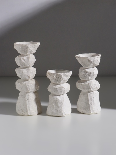 Набор подсвечников на 1 свечу «Стоунхендж», 3 шт., полистоун d=3 и 5.5 см