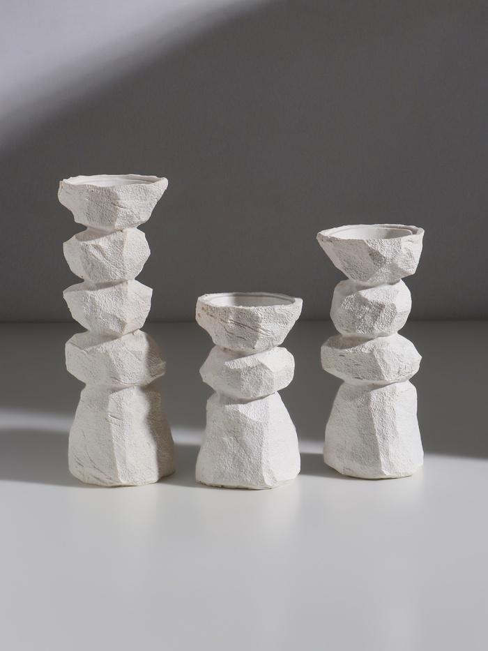 Набор подсвечников на 1 свечу «Стоунхендж», 3 шт., полистоун d=3 и 5.5 см - Фото 1