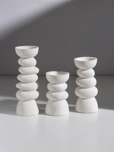 Набор подсвечников на 1 свечу «Сад камней», 3 шт., полистоун, d=3 и 5.5 см