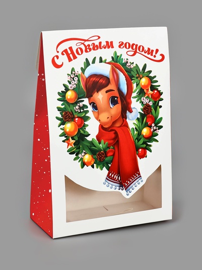 Коробка подарочная складная «С Новым годом!», лошадь, 15×7×22 см