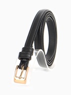 Ремень женский тонкий, 110×1.3 см, классическая пряжка металл, золотистая, чёрный - Фото 2