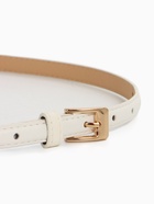 Ремень женский тонкий, 110×1.3 см, классическая пряжка металл, золотистая, белый - Фото 4