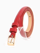 Ремень женский тонкий, 110×1.3 см, классическая пряжка металл, золотистая, красный - Фото 2