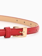 Ремень женский тонкий, 110×1.3 см, классическая пряжка металл, золотистая, красный - Фото 4