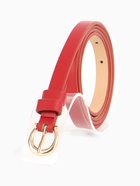 Ремень женский тонкий, 110×1.3 см, пряжка металл золотистая, полукруглая, красный - Фото 2