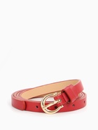 Ремень женский тонкий, 110×1.3 см, пряжка металл золотистая, полукруглая, красный - Фото 3