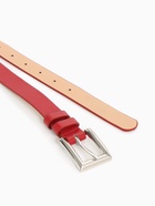 Ремень женский, 110×2.3 см, классическая пряжка металл, серебристая, красный - Фото 6