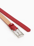 Ремень женский, 110×2.3 см, классическая пряжка металл, серебристая, красный - Фото 7