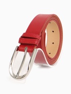 Ремень женский, 110×2.8 см, овальная пряжка металл, серебристая, красный - Фото 2