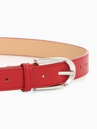 Ремень женский, 110×2.8 см, овальная пряжка металл, серебристая, красный - Фото 4