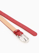 Ремень женский, 110×2.8 см, овальная пряжка металл, серебристая, красный - Фото 7